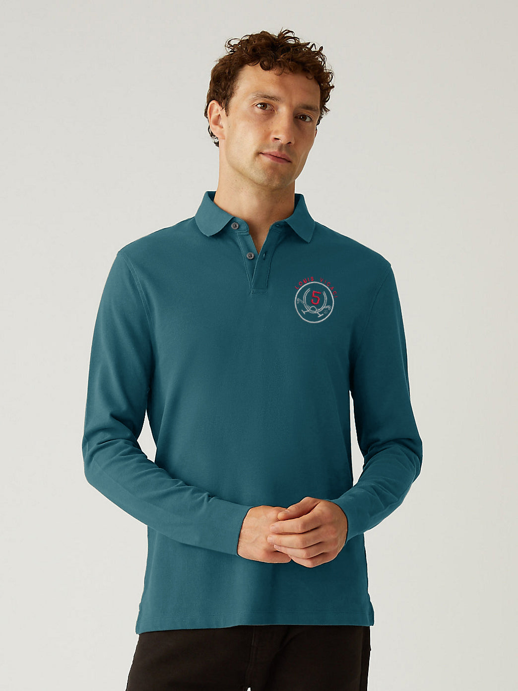 Louis Vicaci Long Sleeve P.Q Polo Shirt For Men-Zinc-RT1791