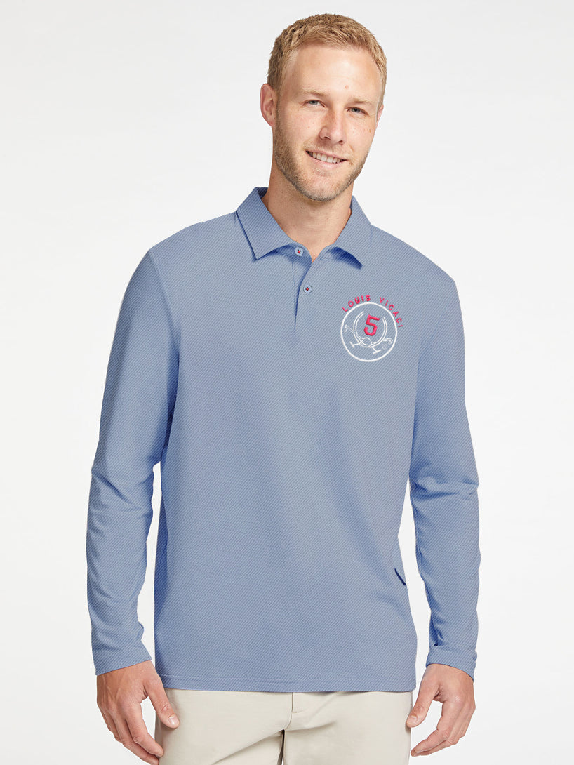 Louis Vicaci Long Sleeve P.Q Polo Shirt For Men-Slate Blue-RT1786