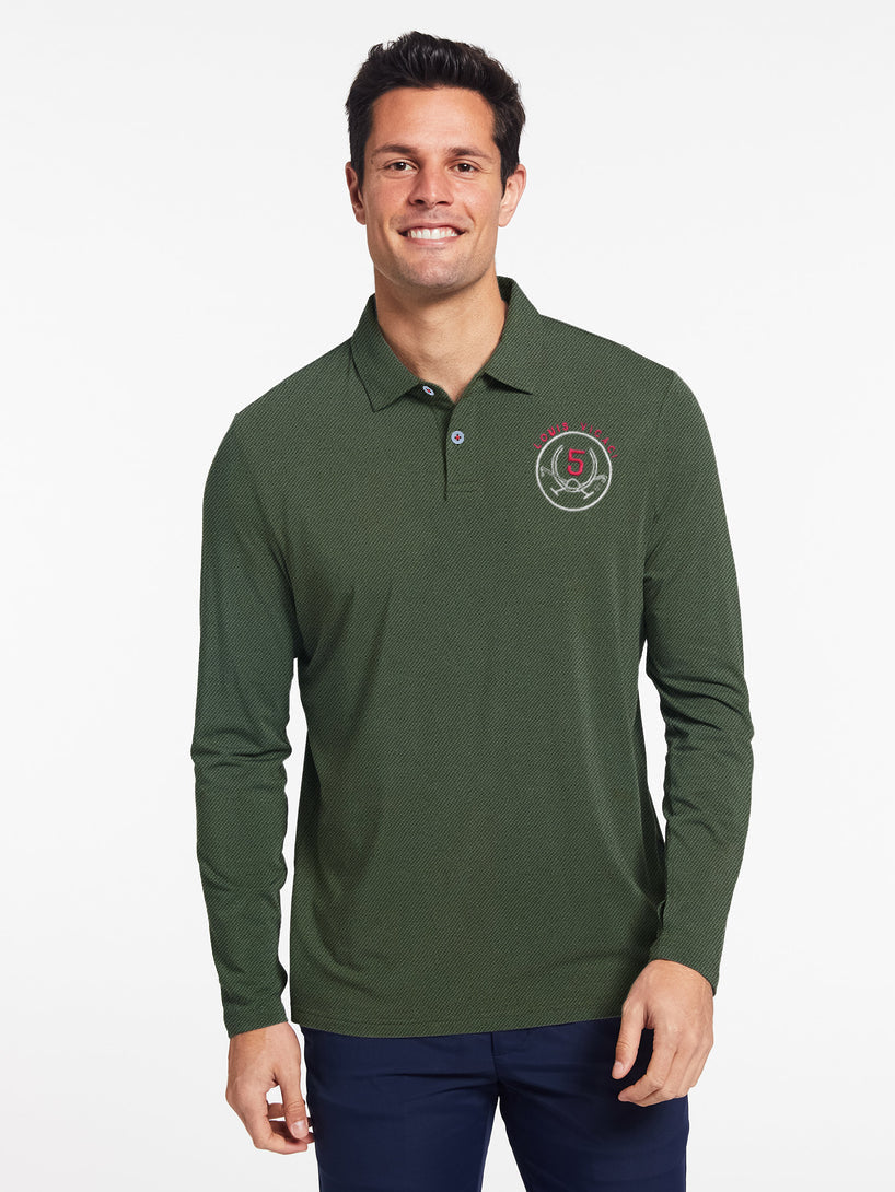 Louis Vicaci Long Sleeve P.Q Polo Shirt For Men-Olive Green-RT1790