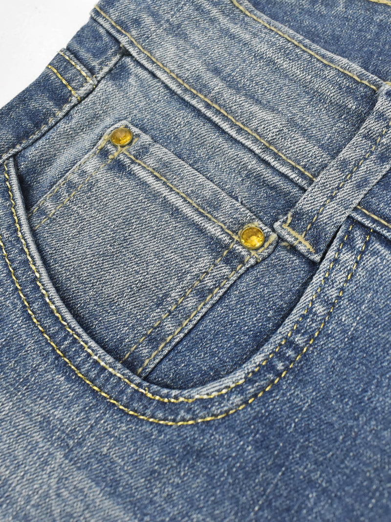 G.Unit Denim Short For Ladies-Navy Faded-F231