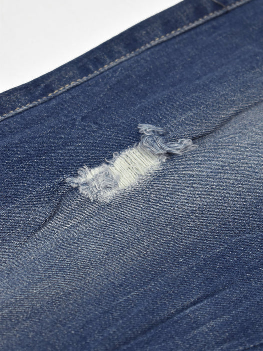 F&F Skinny Fit Stretch Denim For Men-Blue Faded With Grinded Style-F10