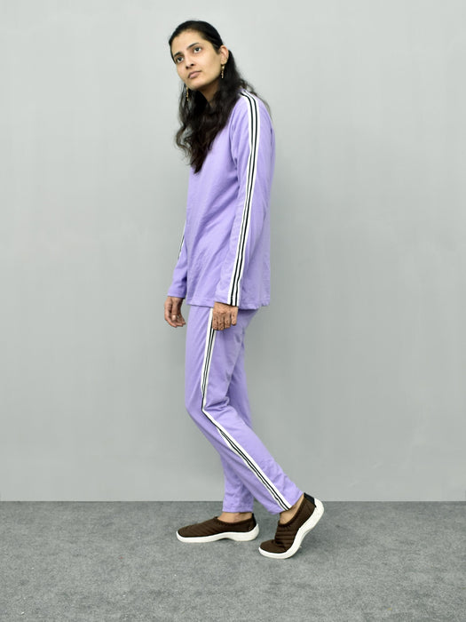 AD Single Jersey Tracksuit For Ladies-Light Purple-RZ08