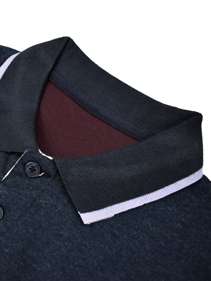 Champion Single Jersey Polo Shirt For Kids-Maroon with Off White & Navy Melange Panels-BE14641