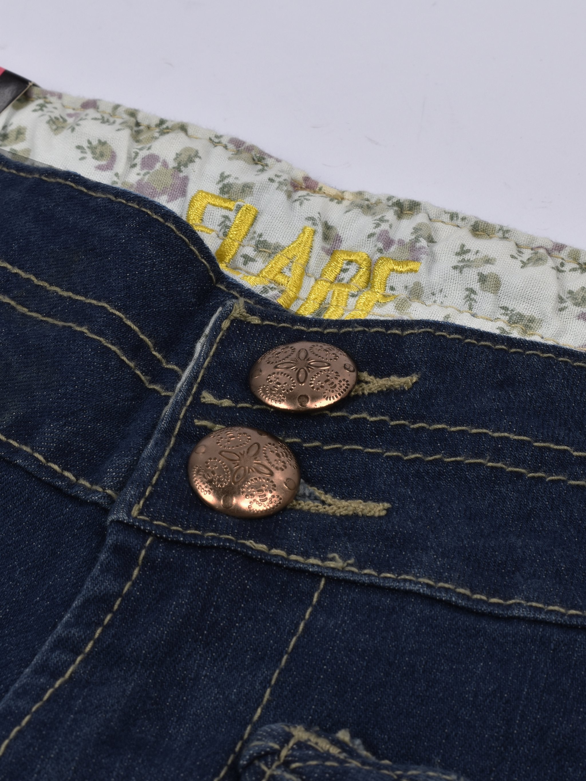 Flare Boot Cut Stretch Denim For Ladies-Dark Blue-F135