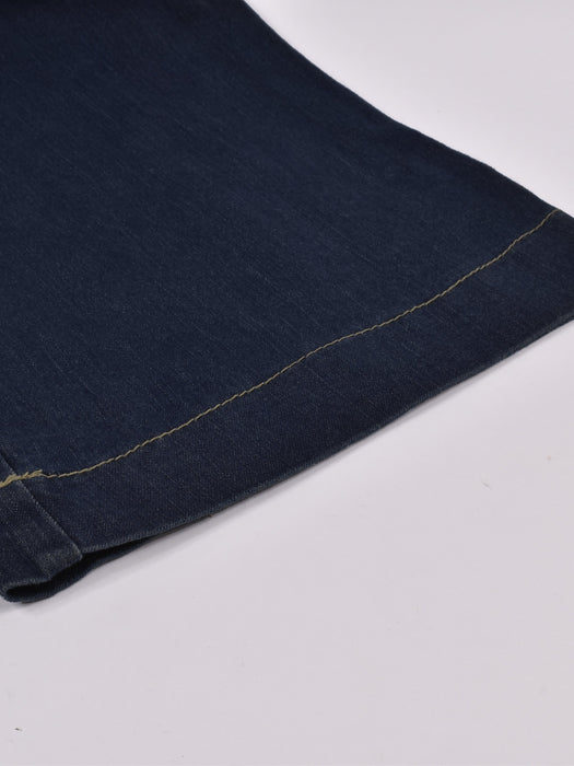 Flare Boot Cut Stretch Denim For Ladies-Dark Blue-F135