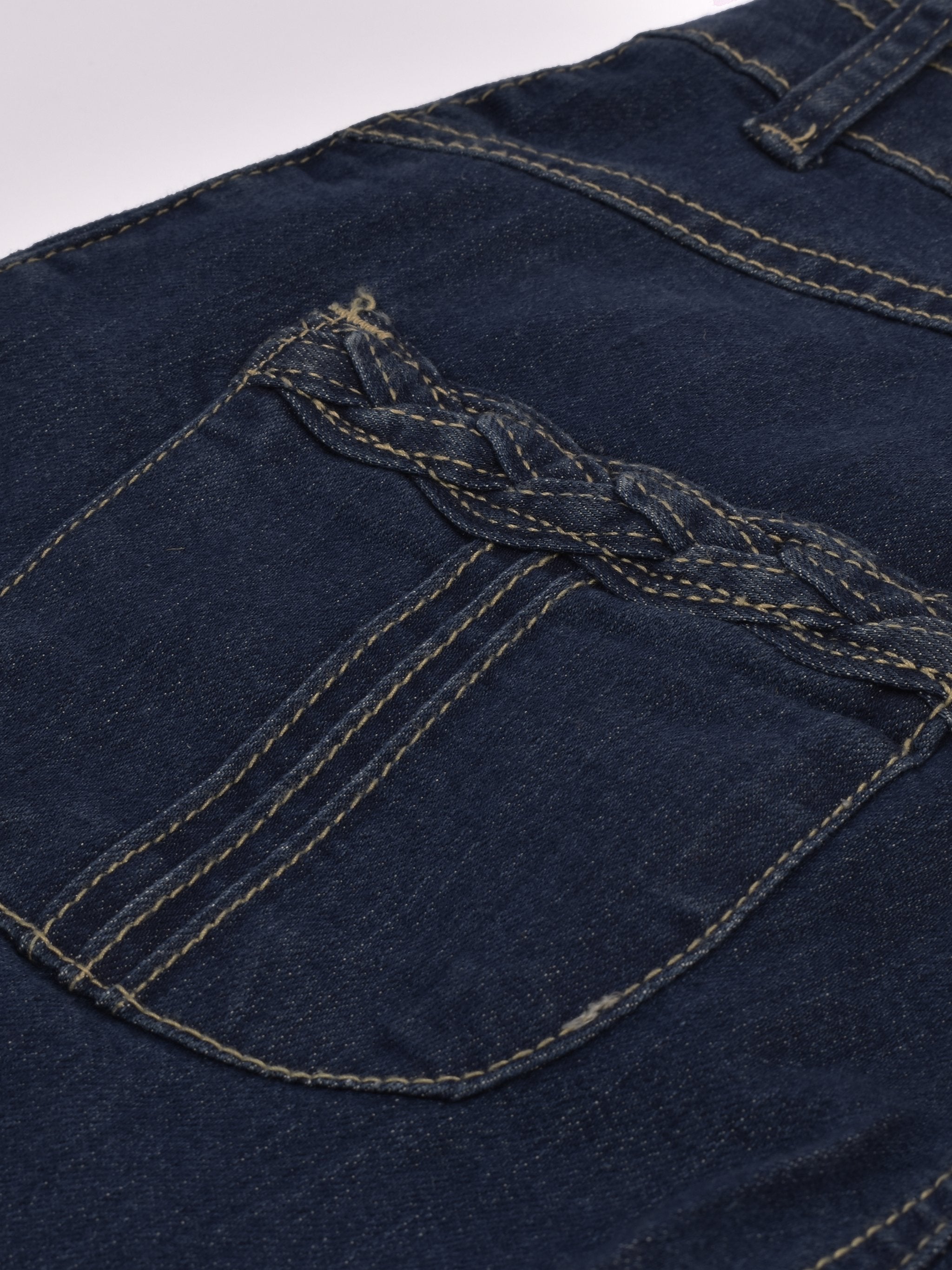 Flare Boot Cut Stretch Denim For Ladies-Dark Blue-F135