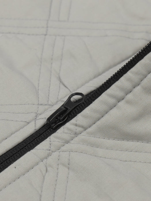 Mango Quilted Zipper Mock Neck Jacket For Kids-Grey-NA13218