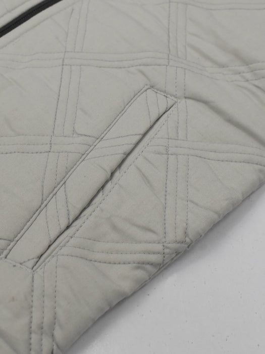 Mango Quilted Zipper Mock Neck Jacket For Kids-Grey-NA13218