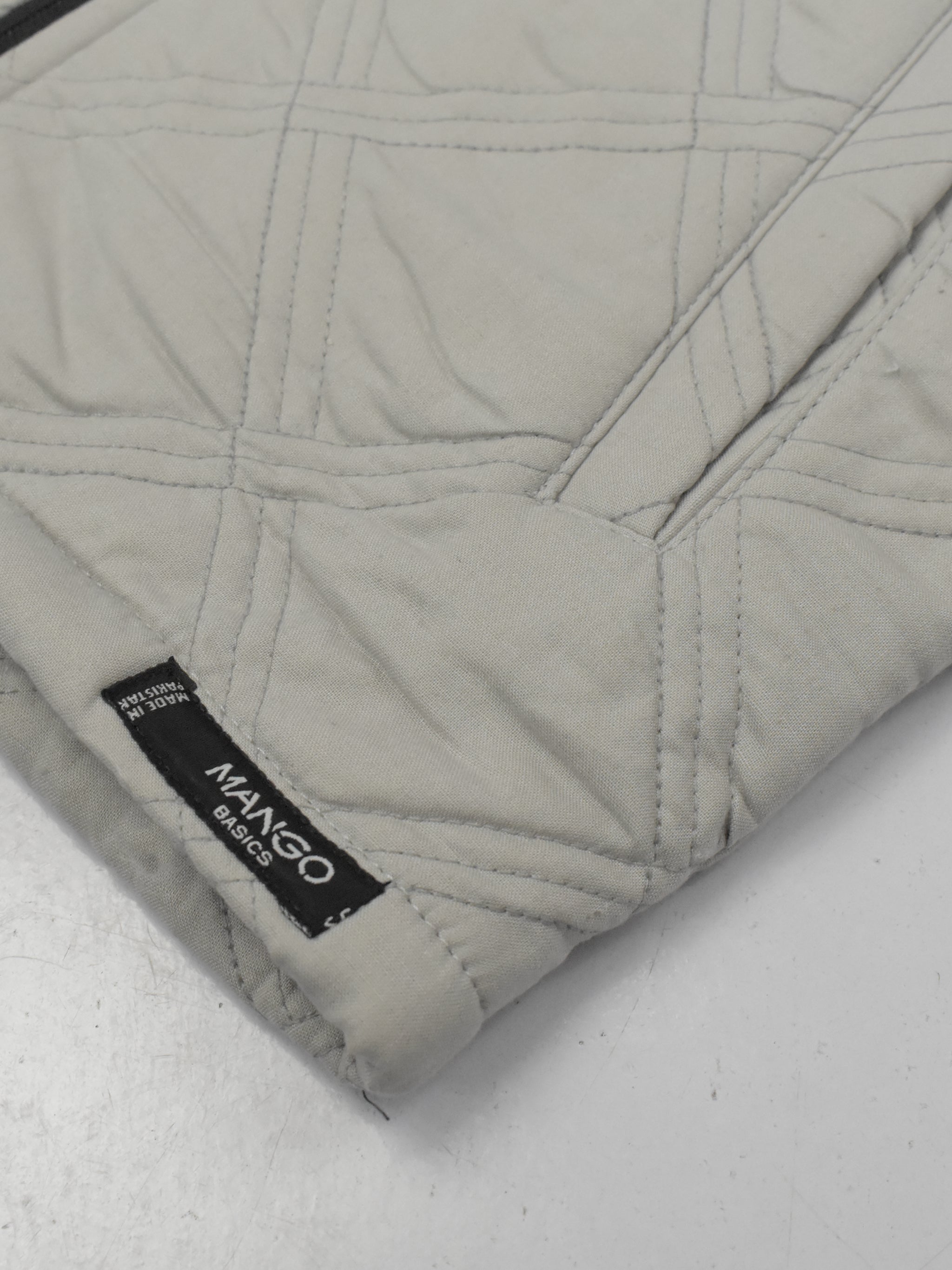Mango Quilted Zipper Mock Neck Jacket For Kids-Grey-NA13218
