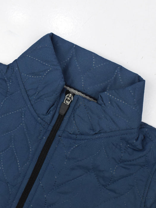 Mango Quilted Zipper Mock Neck Jacket For Kids-Blue-NA13202