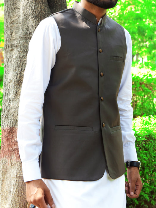 Crown Premium Quality Stylish Waistcoat For Men-Dark Grey-NA13285/SP39