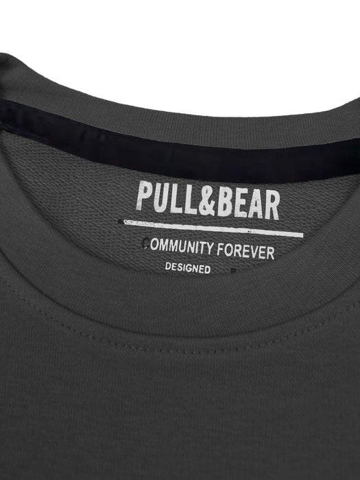 P&B Crew Neck Terry Fleece Sweatshirt For Men-Rosy Black-SP5740