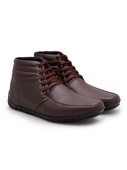 Leather Long Boots For Men's-Brown-SP6165