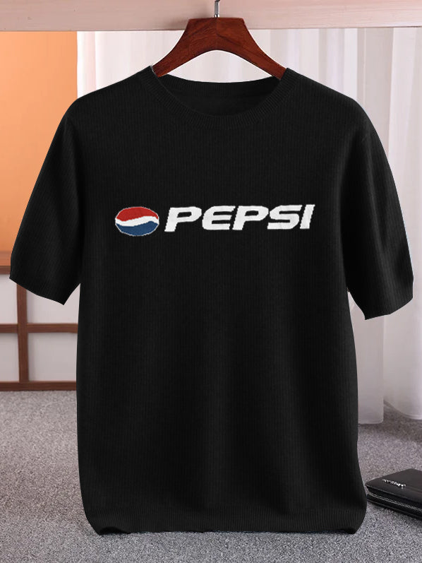 Full Fashion Short Sleeve Crew Neck Sweater For Men-Black-RT2233