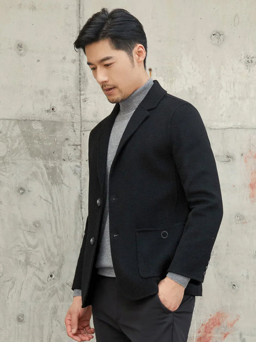 Blazer Personality Style Wool Coat For Men-Navy-RT2194