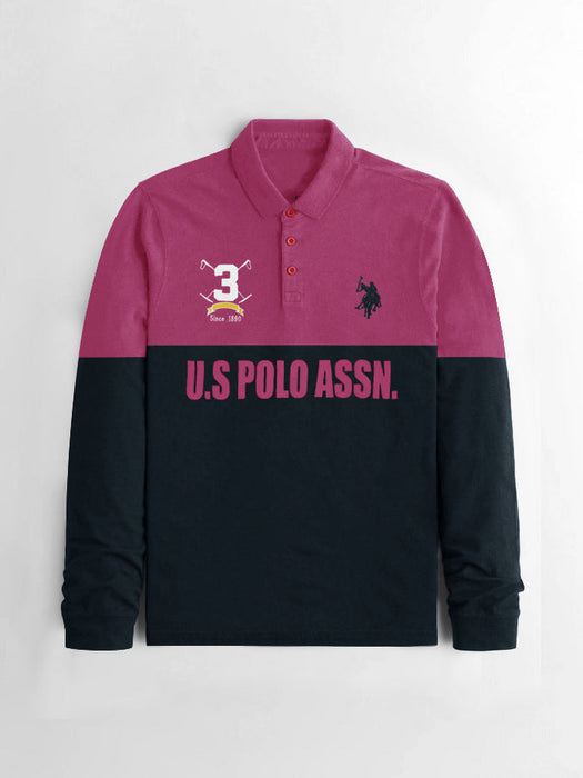 U.S.P.A Polo Shirt For Men-Magenta & Dark Navy-RT33