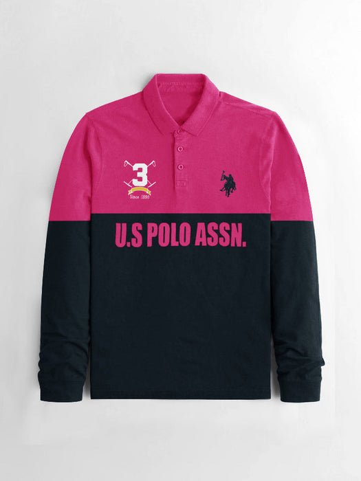 U.S.P.A Polo Shirt For Men-Magenta & Navy-RT49