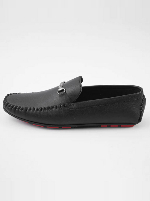 Black Camel Men's Nampo Loafer Shoes With Buckle-Black-RT690 - Brandsroots
