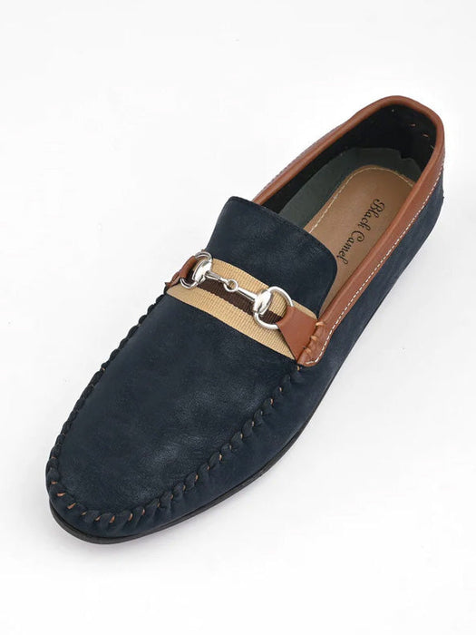 Black Camel Men's Stavenger Loafer Shoes With Buckle-Navy-RT694