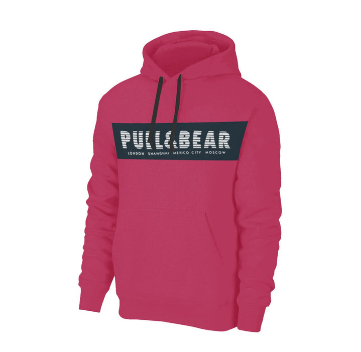 P&B Fleece Pullover Hoodie For Men-Pink with Navy Panel-SP4142