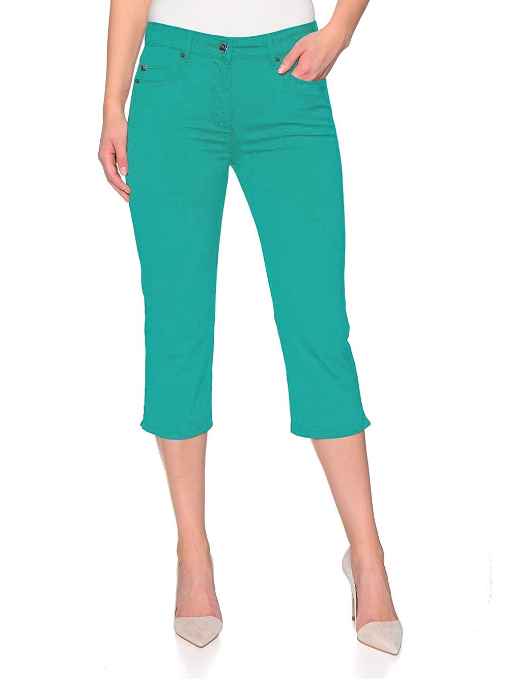 Stooker Slim Fit Stretch Capri For Ladies-Sea Green-F177