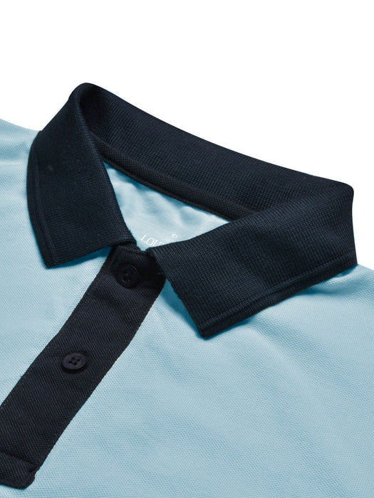 LV Summer Polo Shirt For Men-Bright Blue & Dark Navy-RT2374
