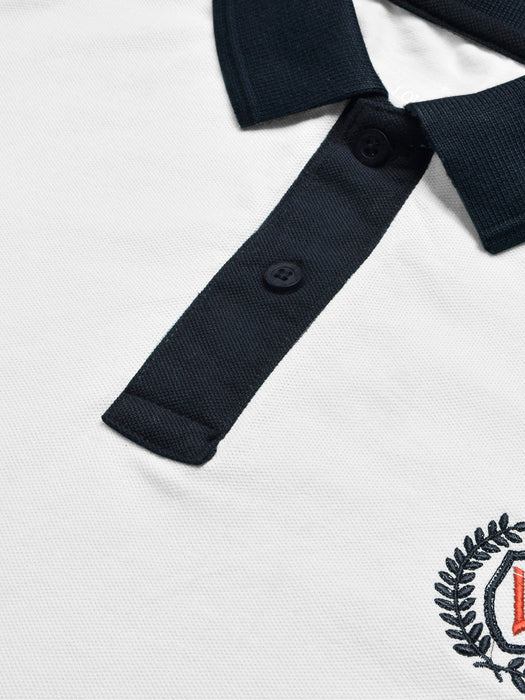 LV Summer Polo Shirt For Men-White & Dark Navy-RT2370