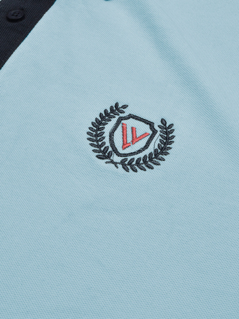 Summer Polo Shirt For Men-Bright Blue & Dark Navy-RT2374