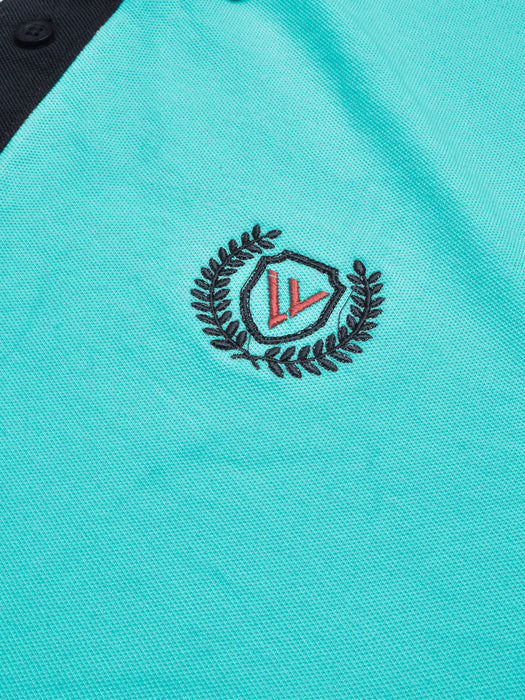 LV Summer Polo Shirt For Men-Light Cyan Blue & Dark Navy-RT2367