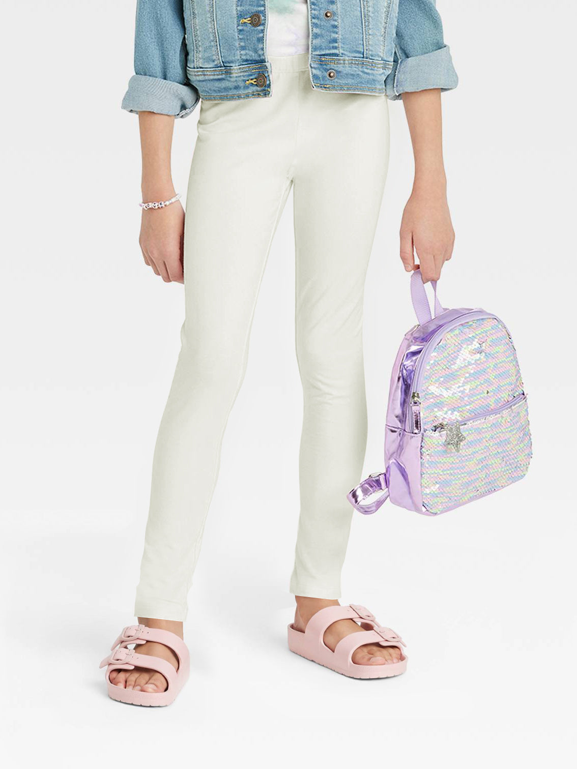 T.2 Stylish Tights Leggings For Girls-Off White-RT373
