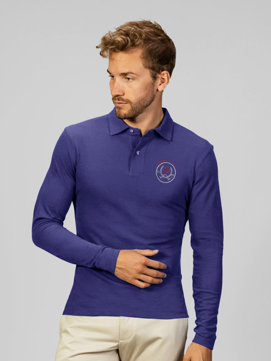 Louis Vicaci Long Sleeve P.Q Polo Shirt For Men-Light Purple-RT1789