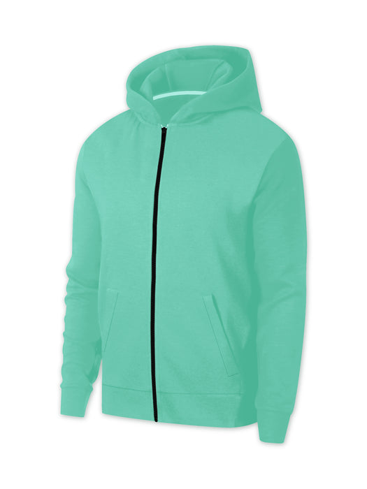 Next Fleece Zipper Hoodie For Men-Sea Green-RT178