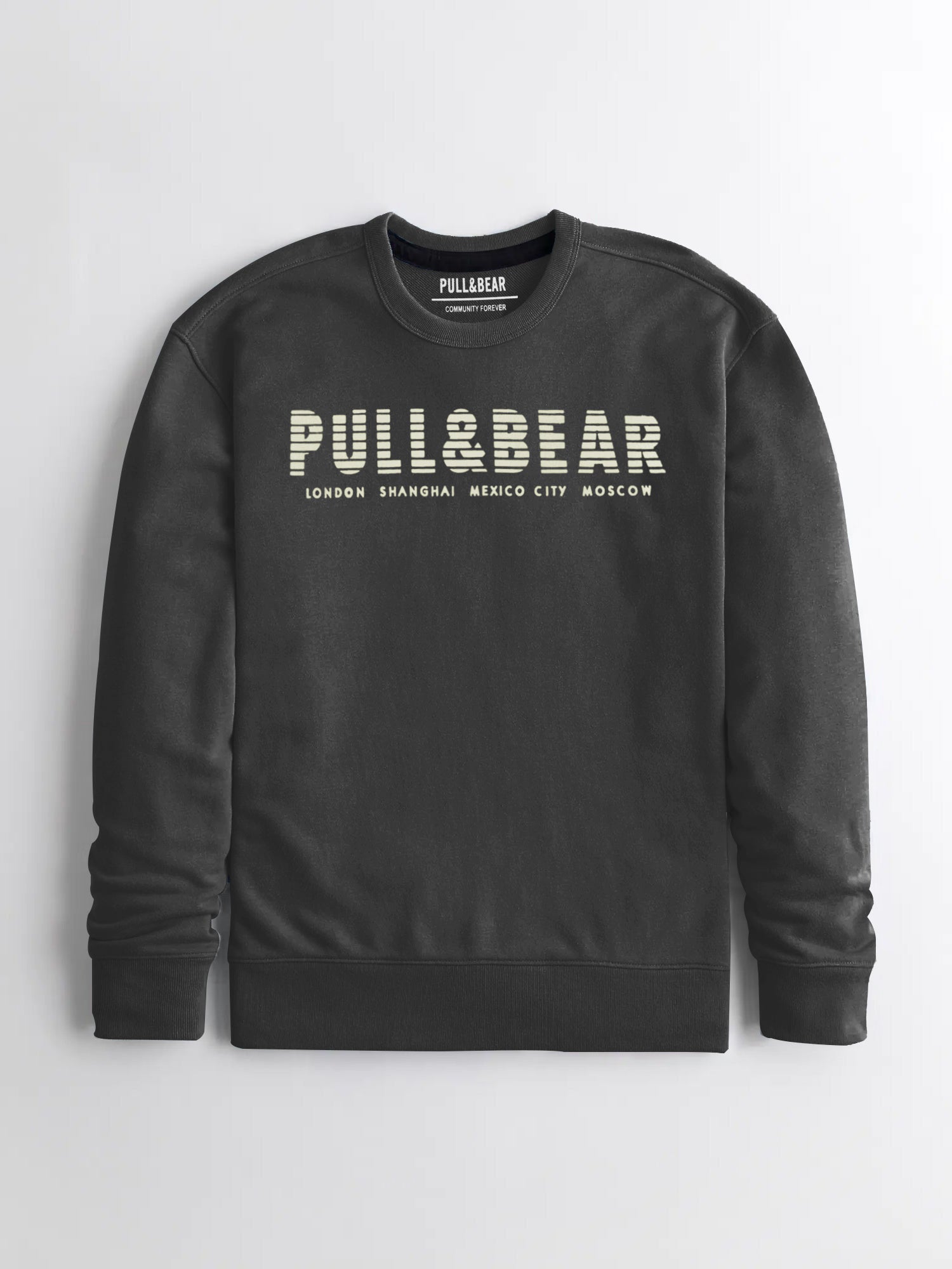 P&B Crew Neck Terry Fleece Sweatshirt For Men-Rosy Black-SP5740