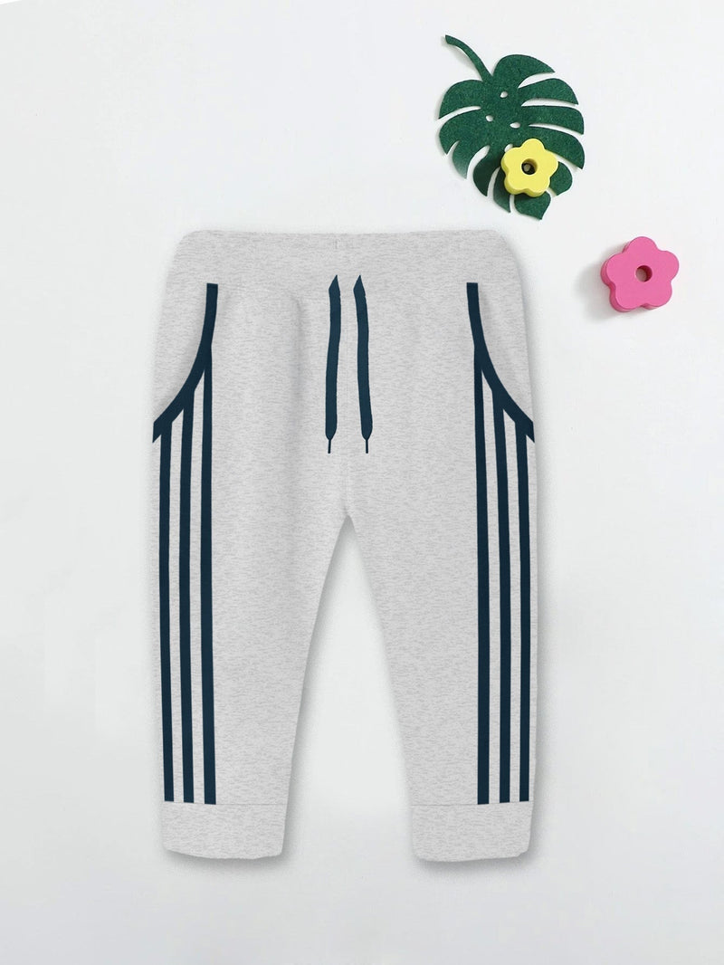 Summer Jersey Terry Slim Fit Short For Kids-Grey Melange with Navy Stripes-RT2474