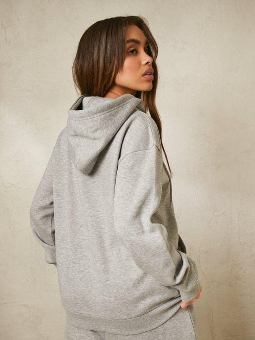 Boohoo Women Fleece Pullover Hoodie For Ladies-Grey Melange-SP5918