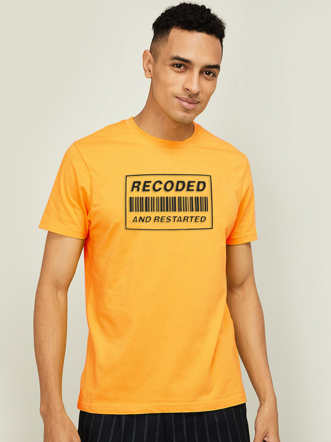 Summer Crew Neck Tee Shirt For Men-Yellow-RT69