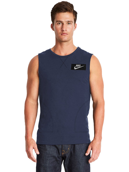 NK Terry Fleece Sleeveless Sweatshirt For Men-Dark Blue-RT1403
