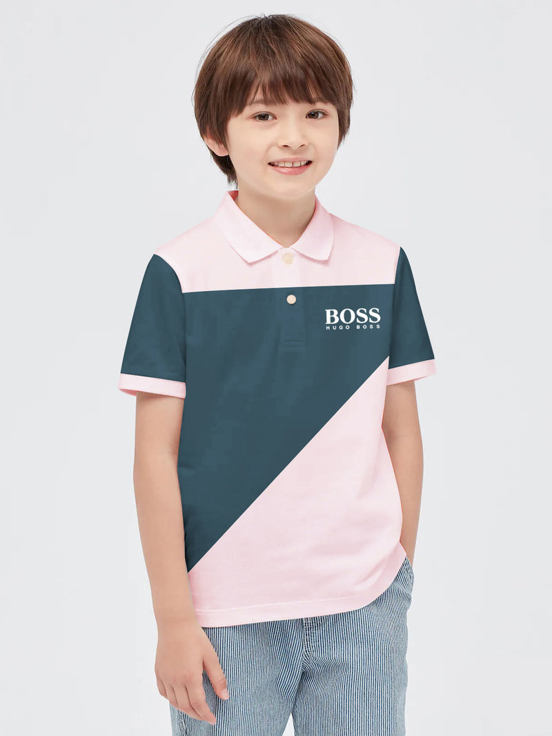 HB Summer P.Q Polo Shirt For Kids-Light Pink with Dark Zinc-RT277