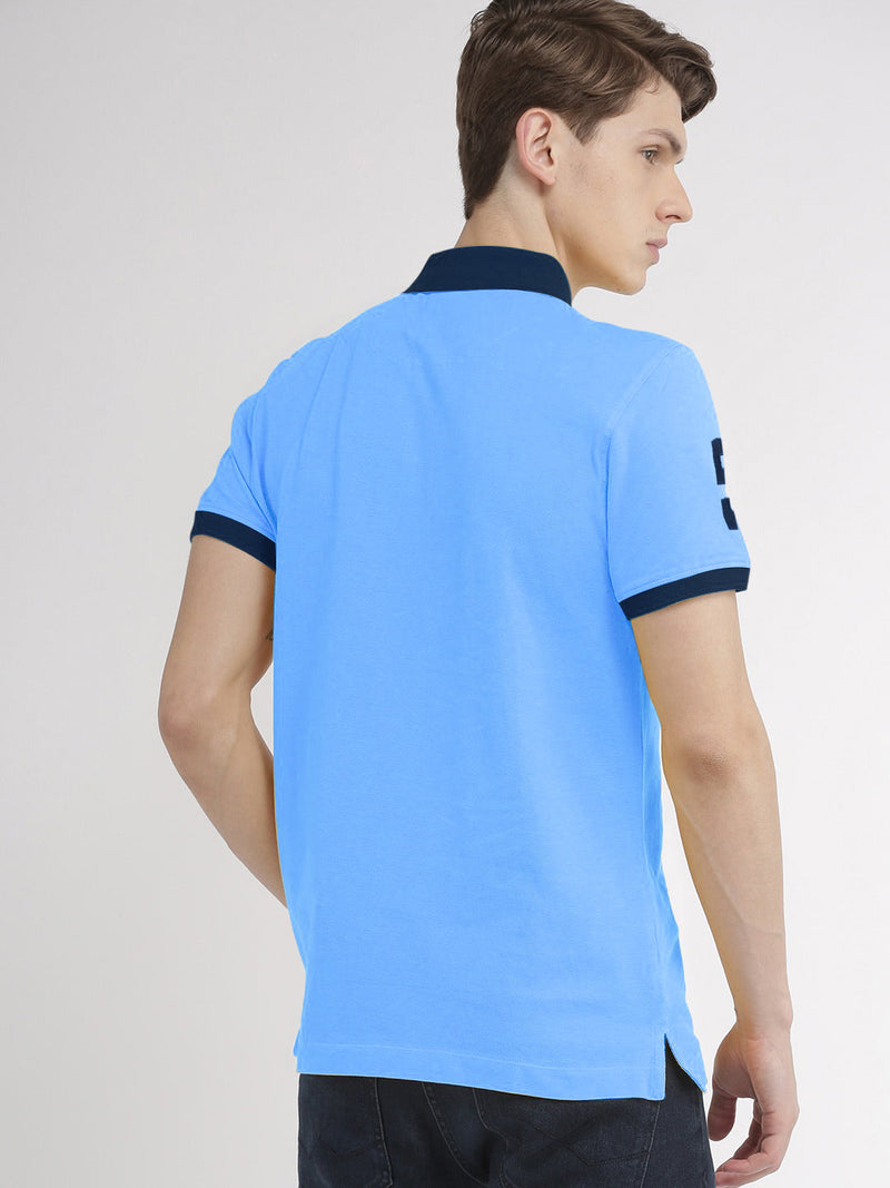 PRL Stylish Pique Summer Polo For Men-Sky & Navy-RT784