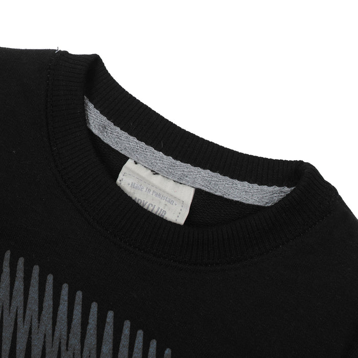 Baby Club Terry Fleece Sweatshirt For Kids-Black with Print-BE12805