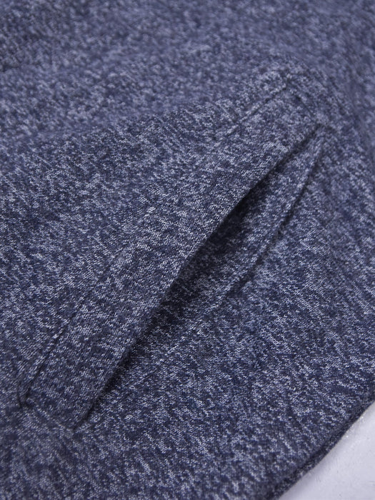 P&B Zipper Mock Neck Jacket For Men-Blue Melange & Black-BE16502