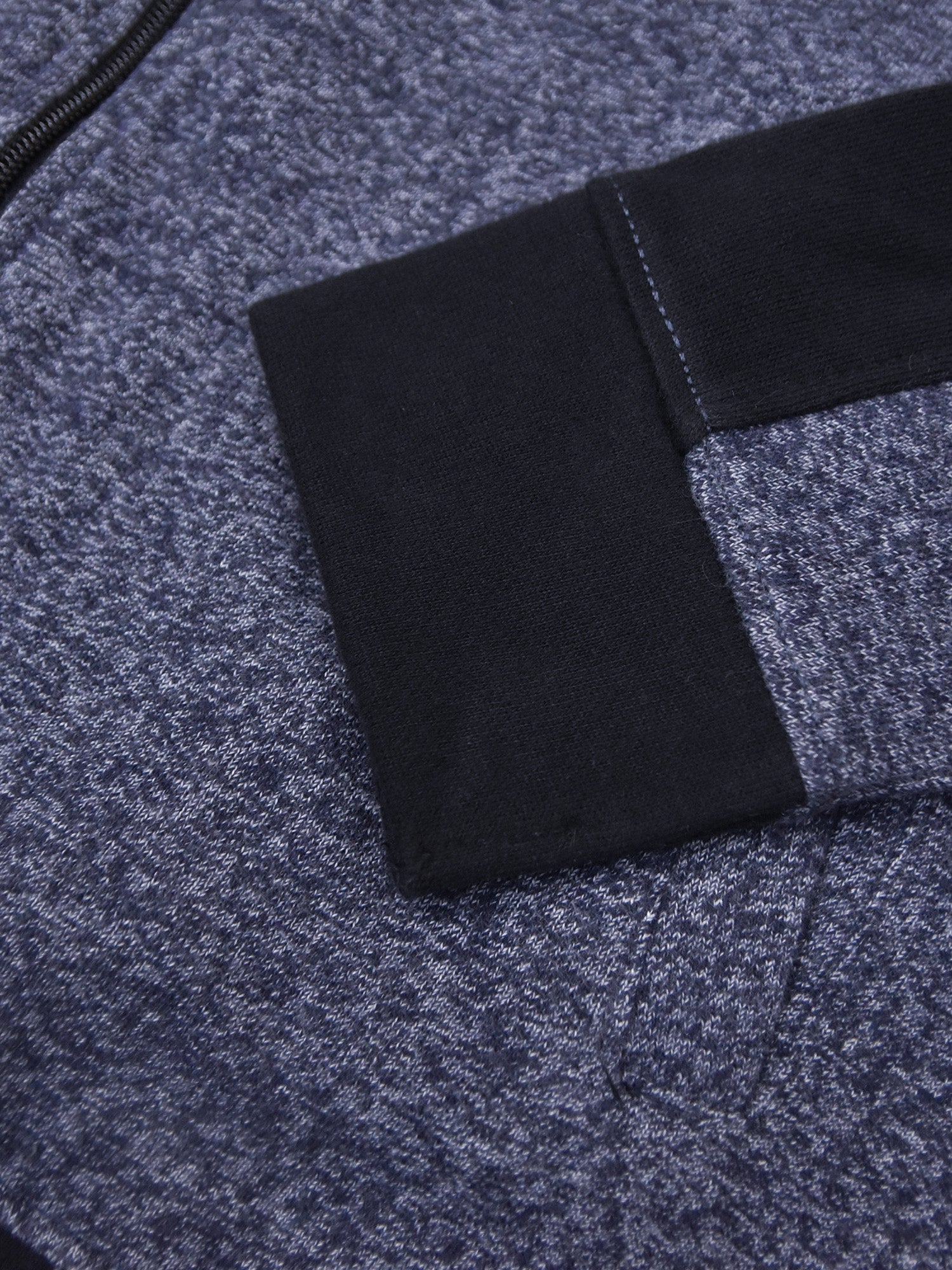 P&B Zipper Mock Neck Jacket For Men-Blue Melange & Black-BE16502
