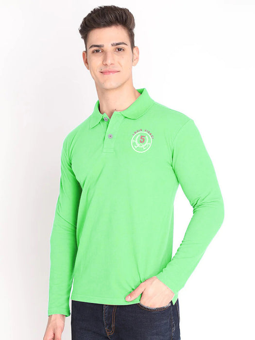 Louis Vicaci Long Sleeve Single Jersey Polo Shirt For Men-Lime Green-RT1807