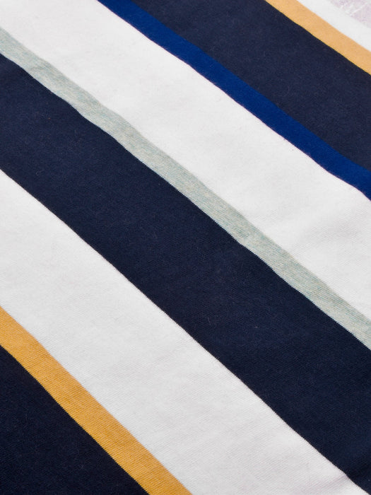 Louis Vicaci Long Sleeve Polo Shirt For Men-White & Navy Stripe-RT1870