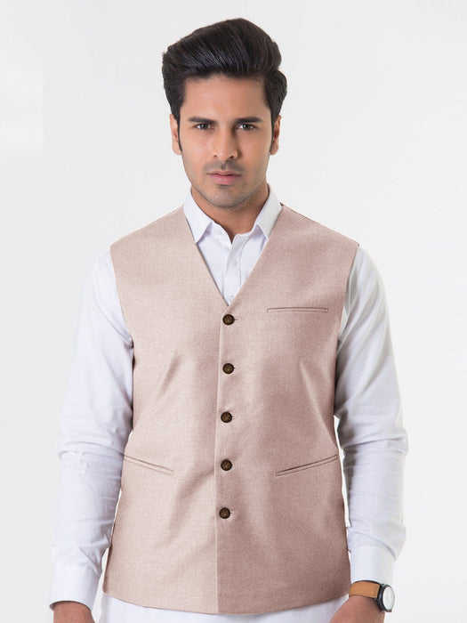 Crown Premium Quality Stylish Waistcoat For Men-Light Pink Melange-BR248