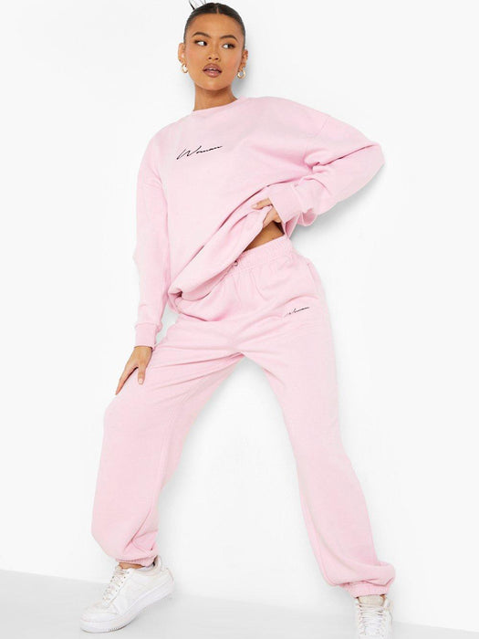 Boohoo Women Fleece Crew Neck Sweatshirt For Ladies-Pink-BR104