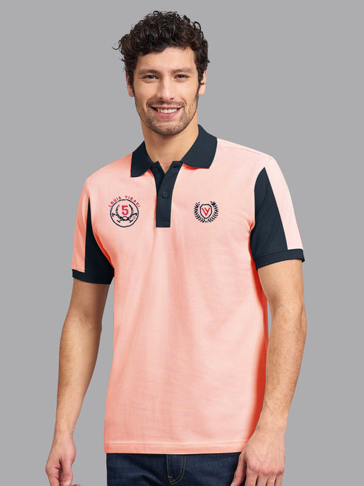 Summer Polo Shirt For Men-Pink & Dark Navy-SP6866