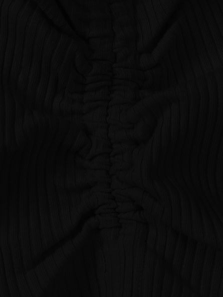 Next Summer Ribbed Spaghetti Strap V-Neck Drawstring Vest For Girls-Black-RT725