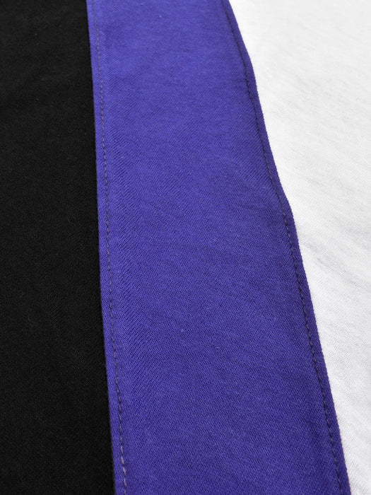 Champion Single Jersey Polo Shirt For Kids-Black with Purple & White Panels-BE14477