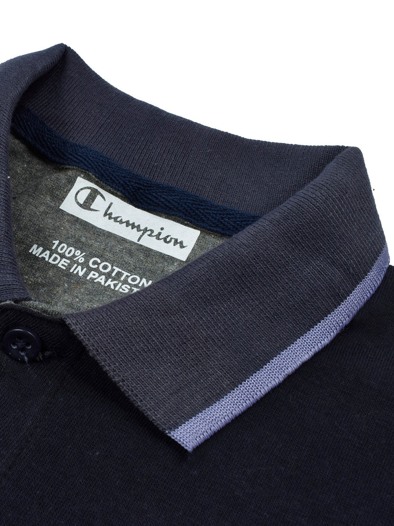 Champion Single Jersey Polo Shirt For Kids-Charcoal Melange with Peach & Navy Panels-BE14550